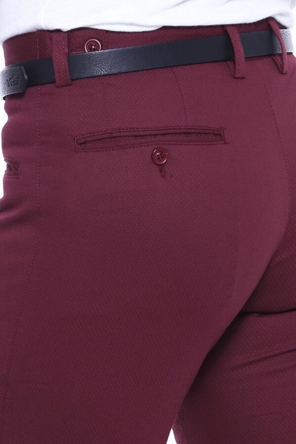 KOALA SYDNEY Patterned Burgundy Cotton Trousers -