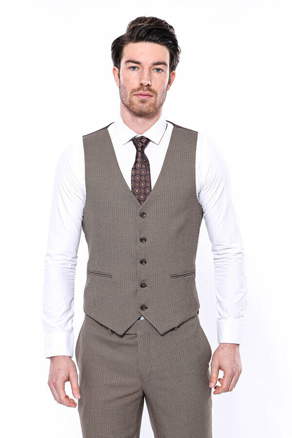 Dark Brown Men Vest - Wessi