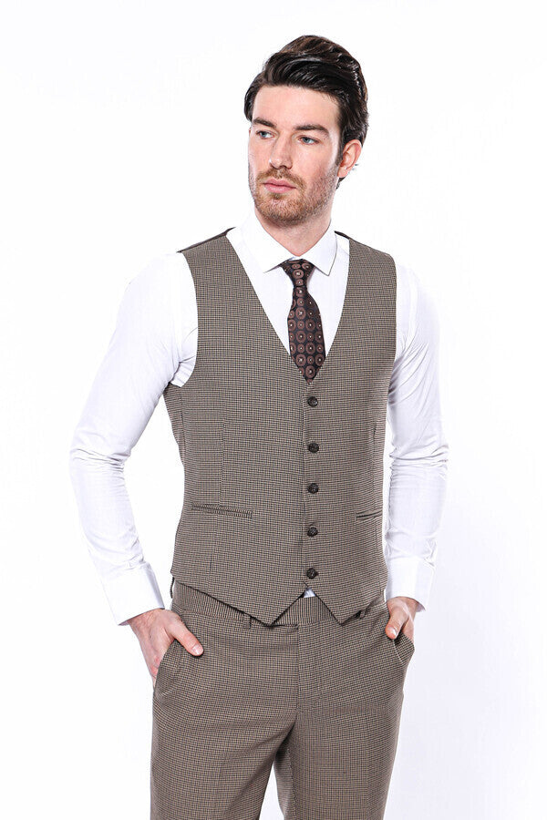 Dark Brown Men Vest - Wessi