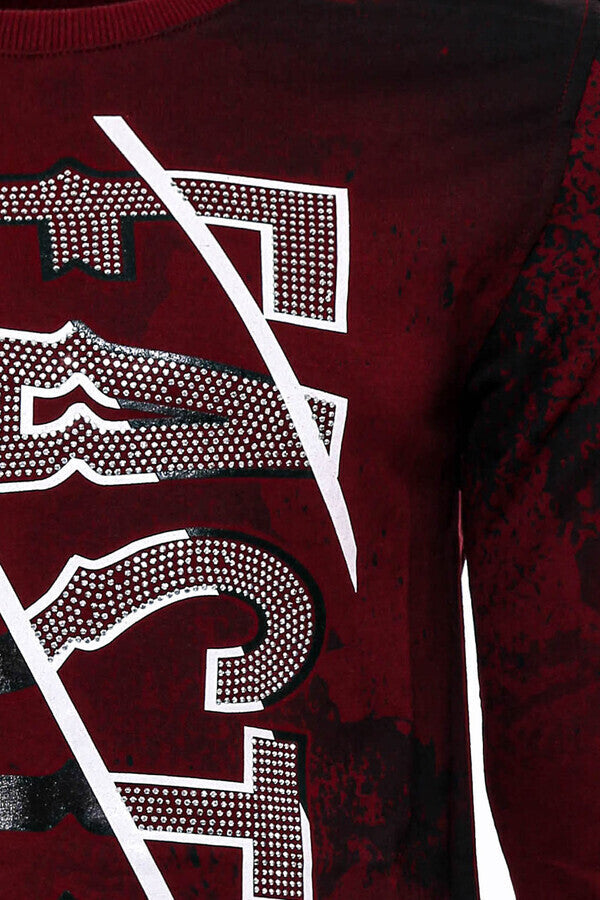 Patterned Slim Fit Brown Sweatshirt