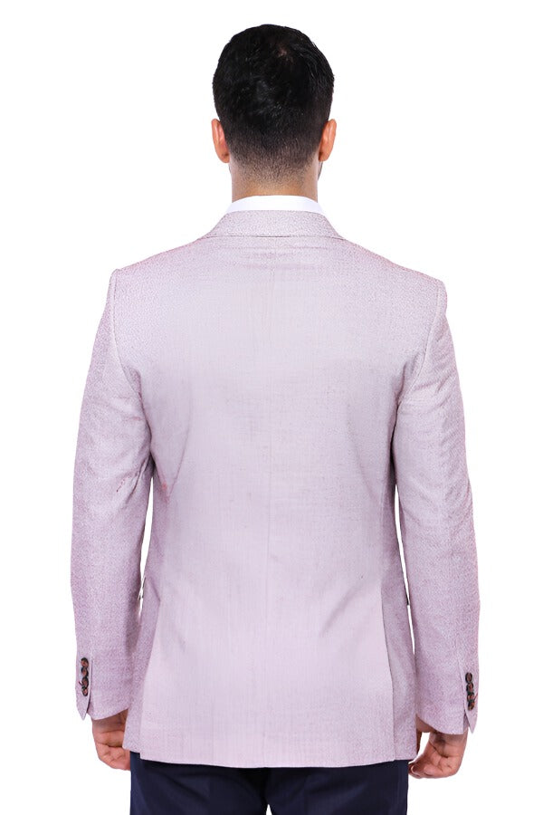 Patterned Slim-Fit Claret Red Blazer -