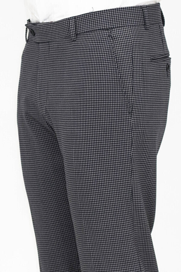 KOALA SYDNEY Patterned Slim Fit Dark Grey Men Pants