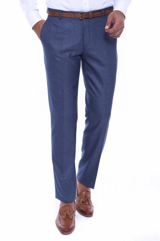 Patterned Two Pockets Navy Blue Men Pants