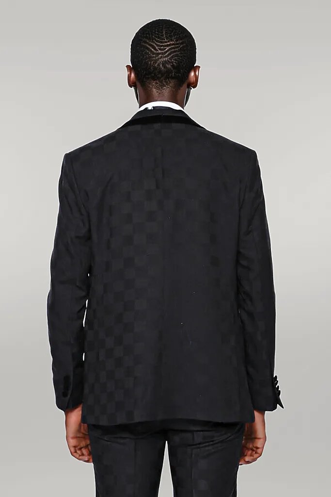 Plaid Slim Fit Black Men Tuxedo