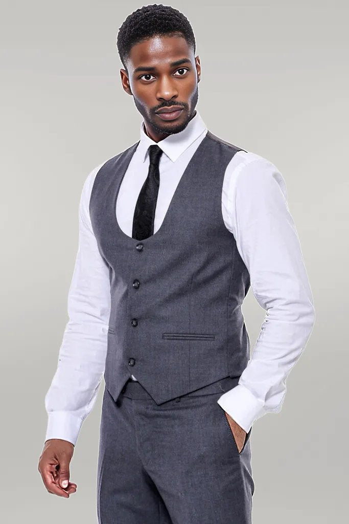Plain Slim Fit Anthracite Men Suit