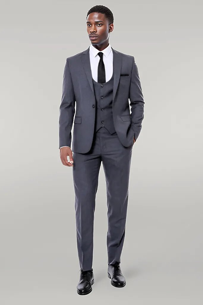 Plain Slim Fit Anthracite Men Suit