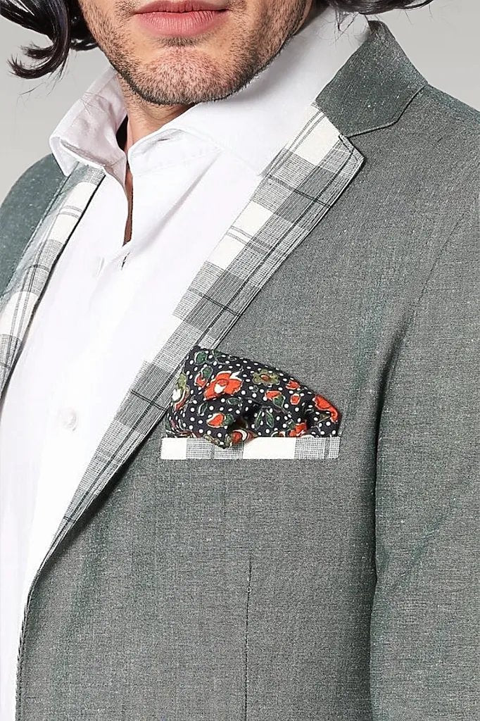 Pocket and Collar Plaid Mens Linnen Blazer