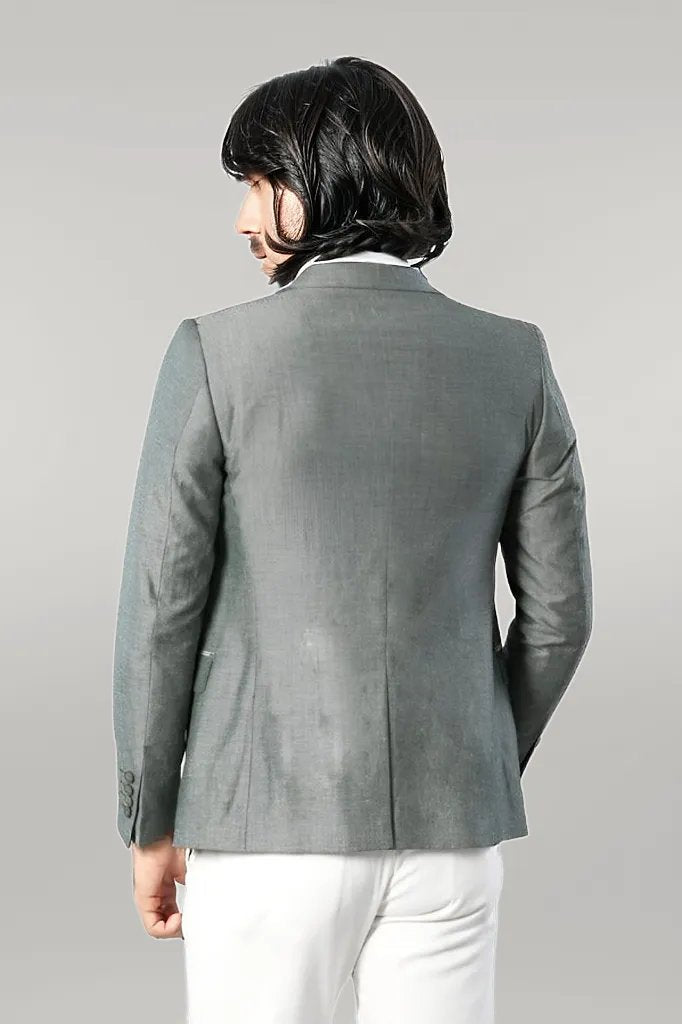 Pocket and Collar Plaid Mens Linnen Blazer