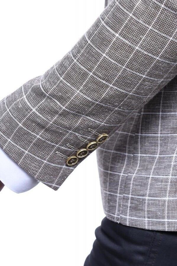 KOALA SYDNEY Single Button Peak Collar Beige Blazer -