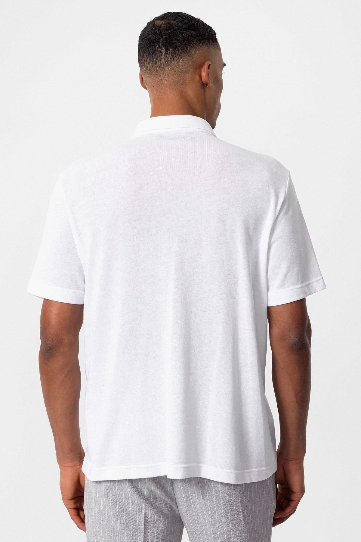 KOALA SYDNEY Men's White Polo Neck Zippered T-Shirt