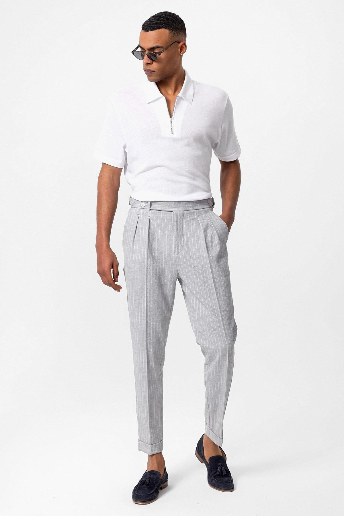 Men's White Polo Neck Zippered T-Shirt - Wessi