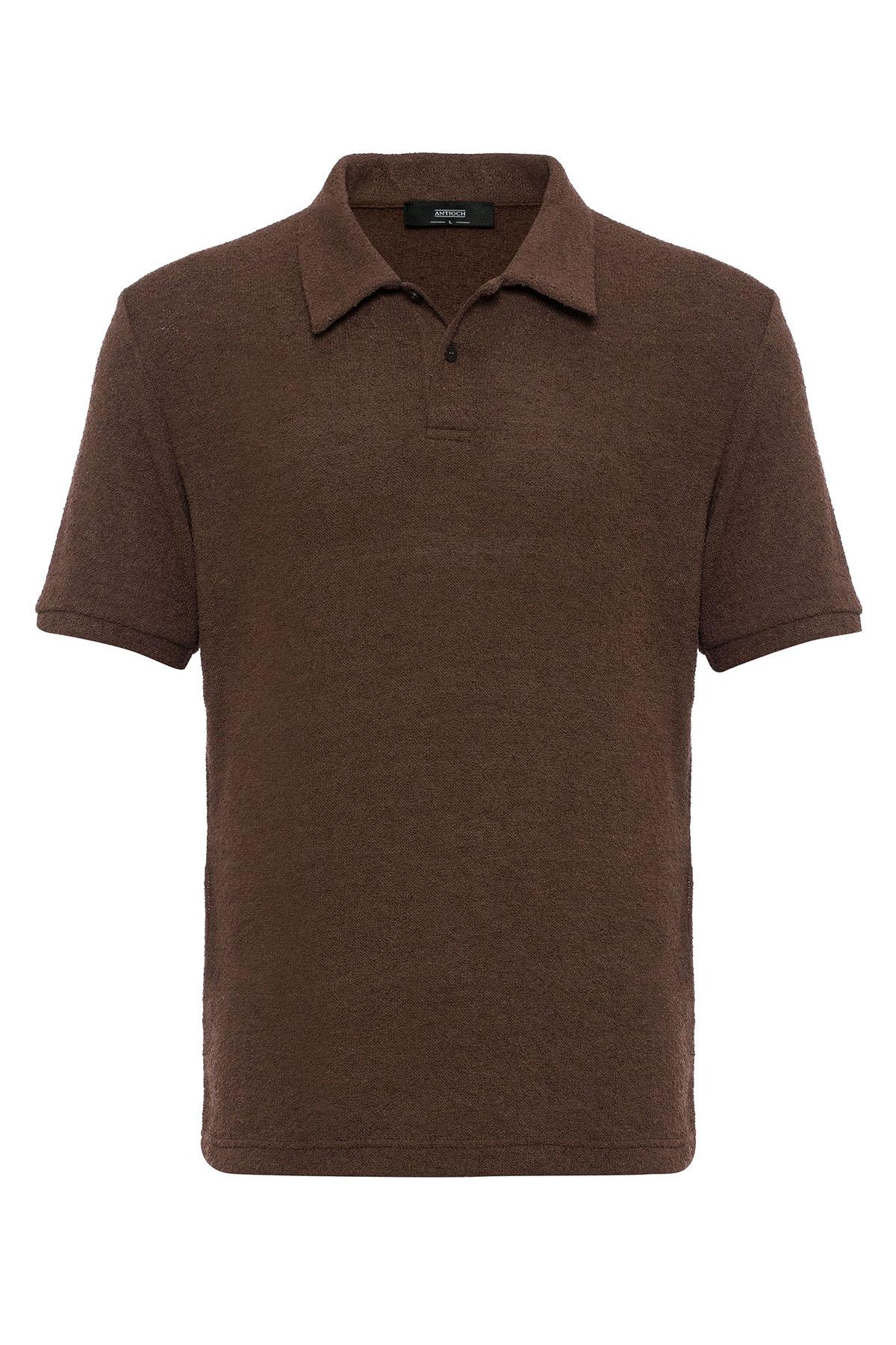 KOALA SYDNEY Men's Brown Polo Collar Knit T-Shirt
