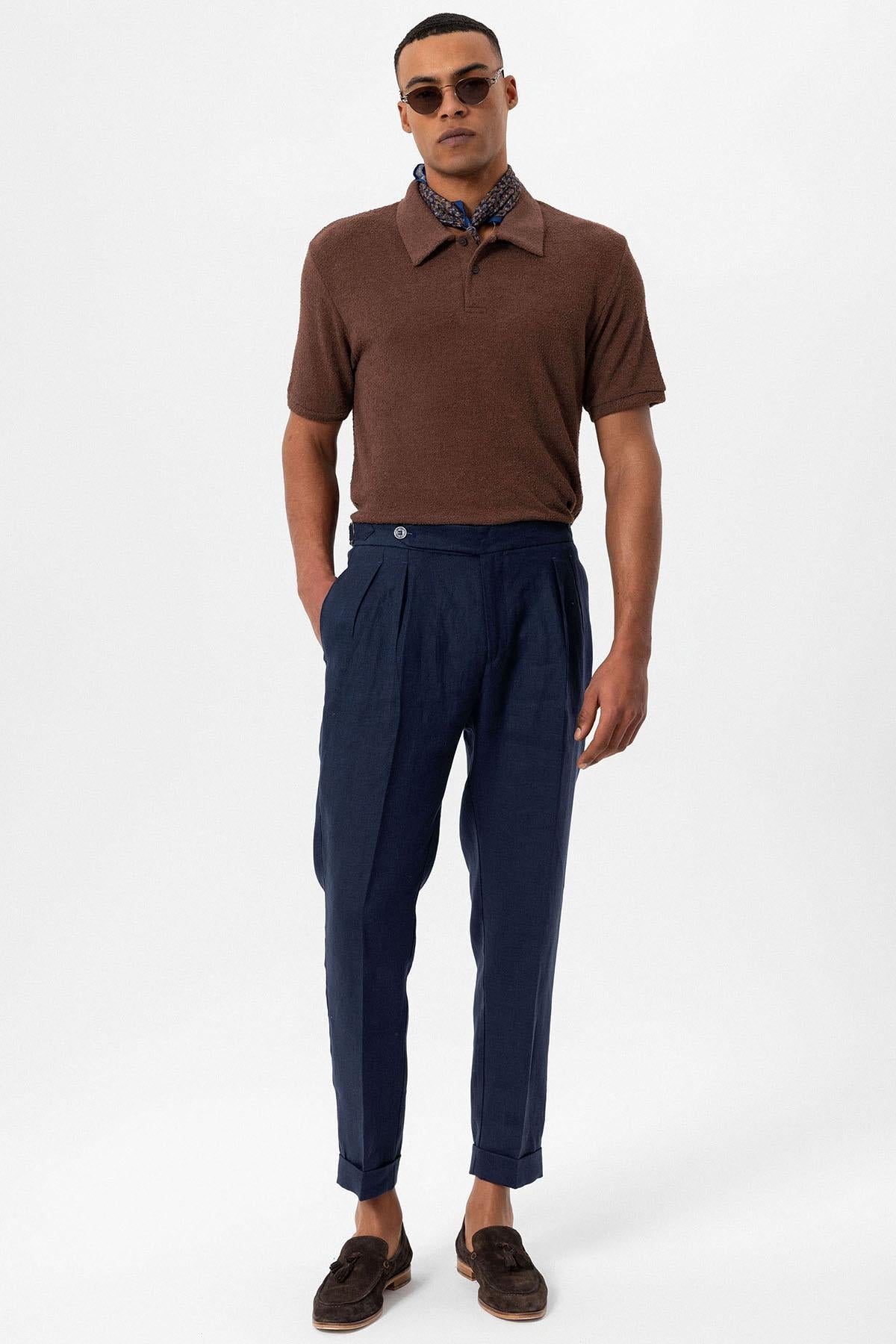 KOALA SYDNEY Men's Brown Polo Collar Knit T-Shirt