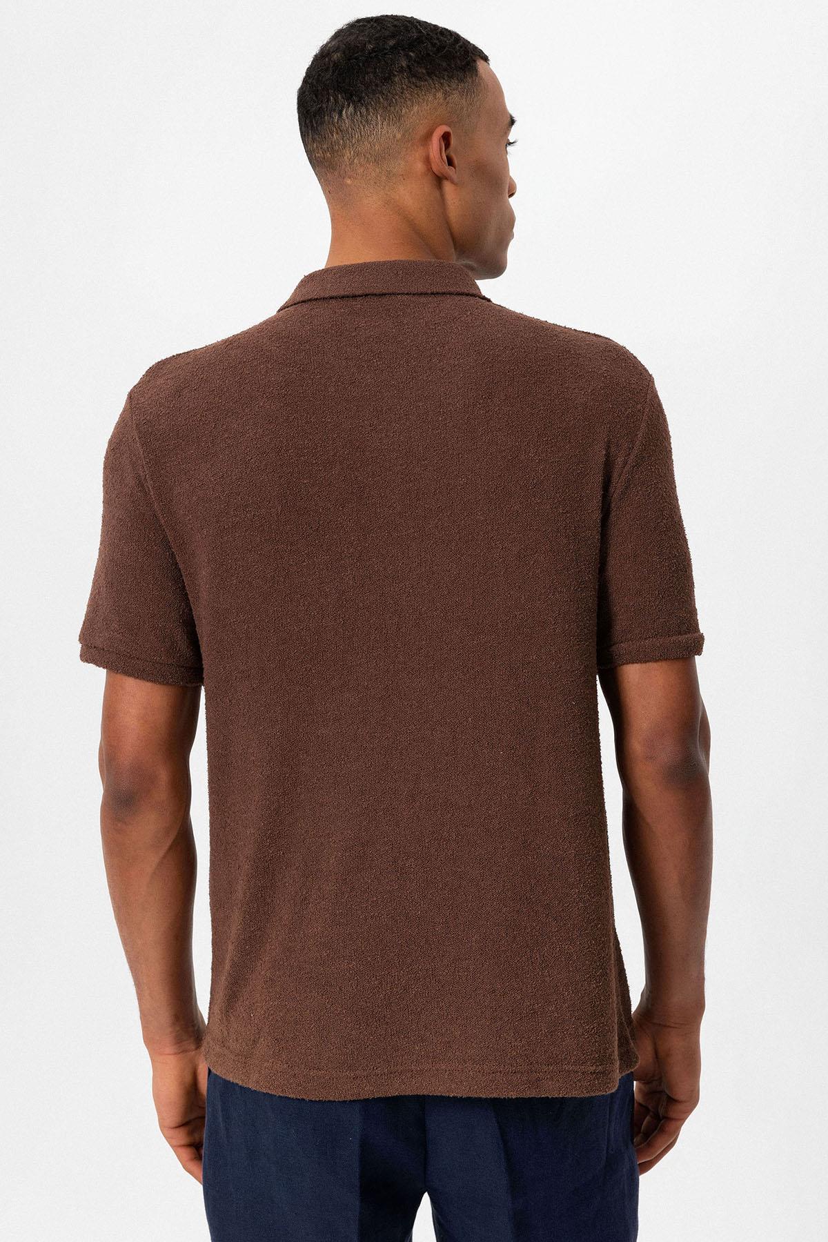 KOALA SYDNEY Men's Brown Polo Collar Knit T-Shirt