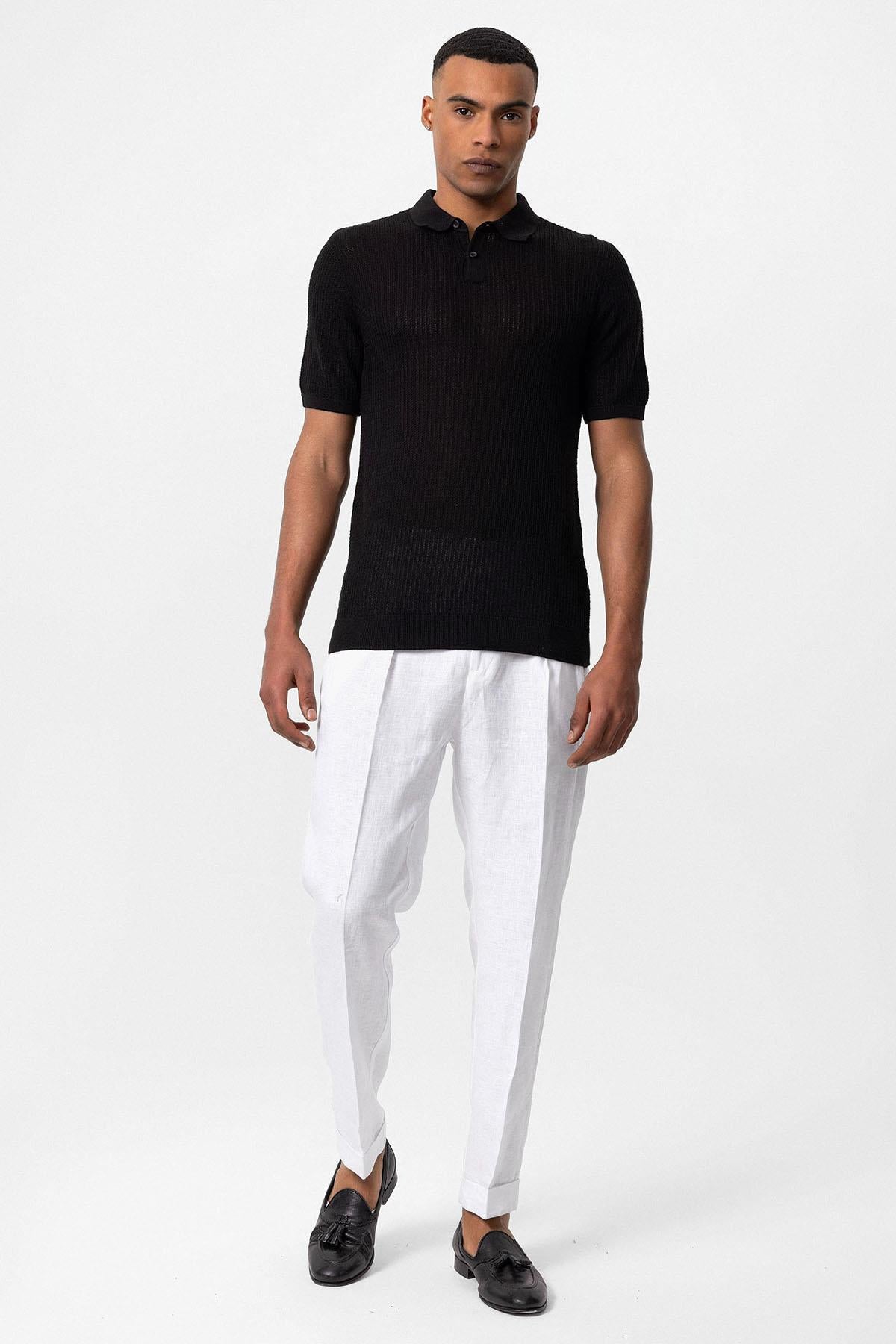 KOALA SYDNEY Men's Black Polo Collar Knit T-Shirt