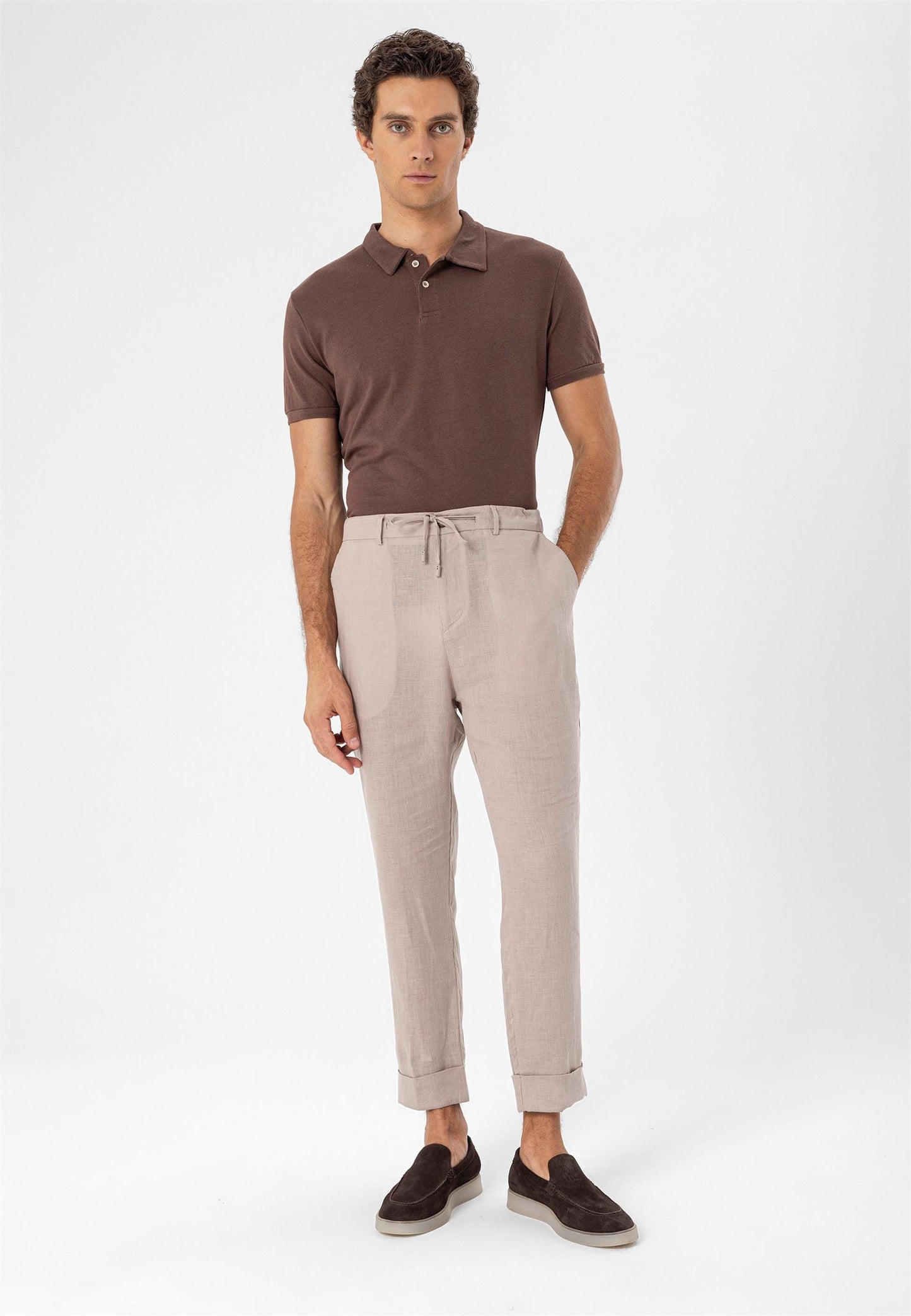 KOALA SYDNEY Men's Brown Polo Neck Slim Fit T-Shirt
