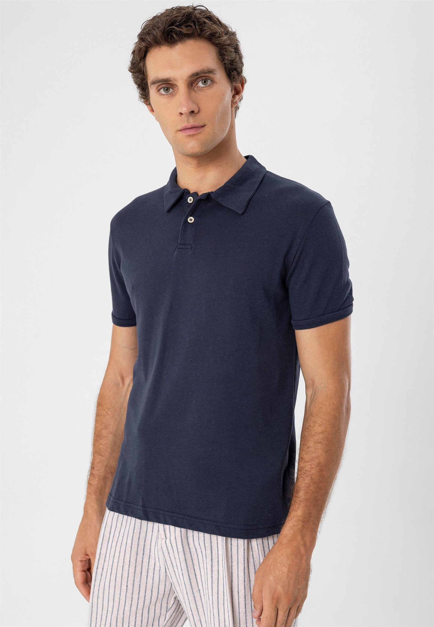KOALA SYDNEY Men's Navy Blue Polo Neck Slim Fit T-Shirt