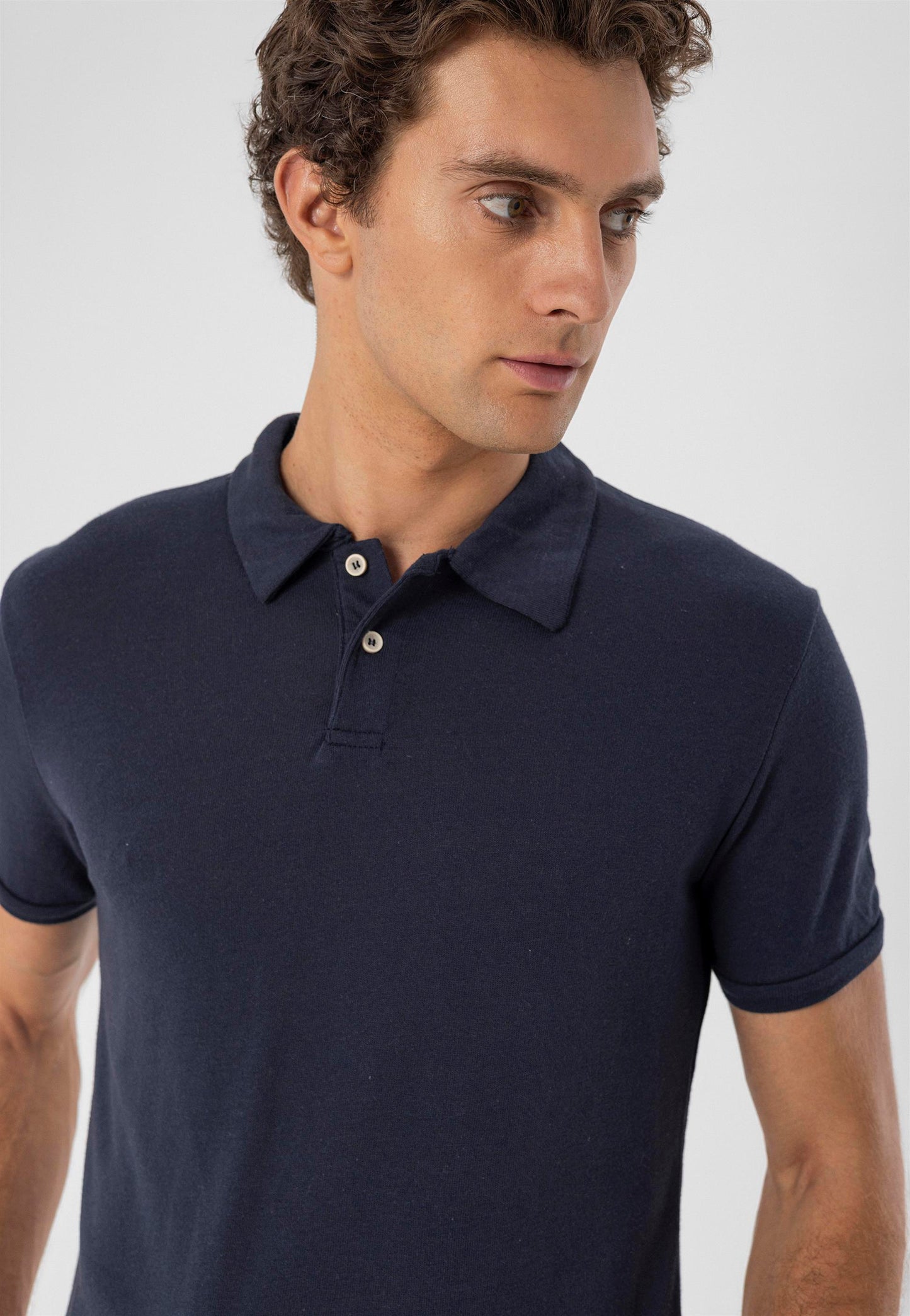 KOALA SYDNEY Men's Navy Blue Polo Neck Slim Fit T-Shirt