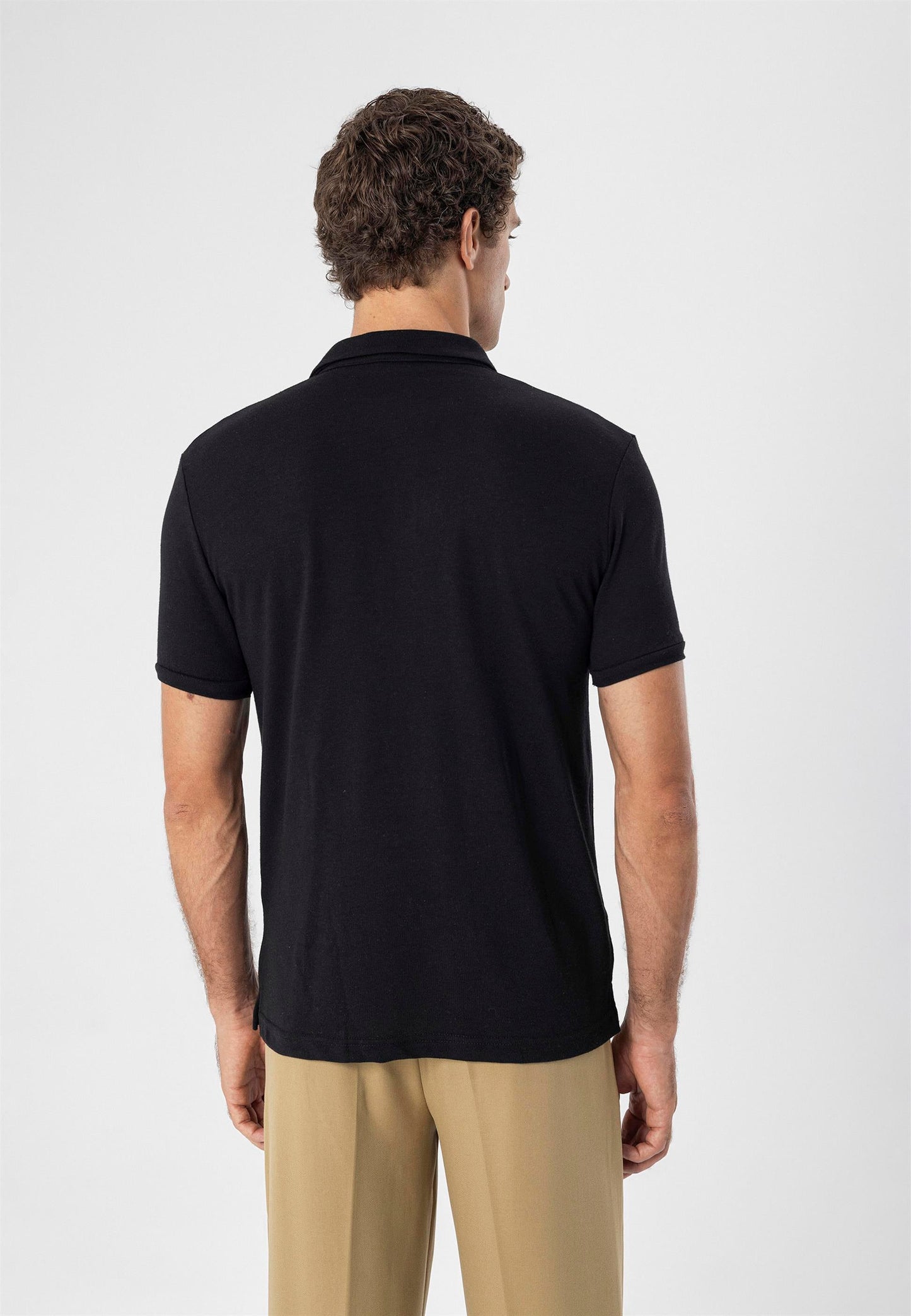 KOALA SYDNEY Men's Black Polo Neck Slim Fit T-Shirt