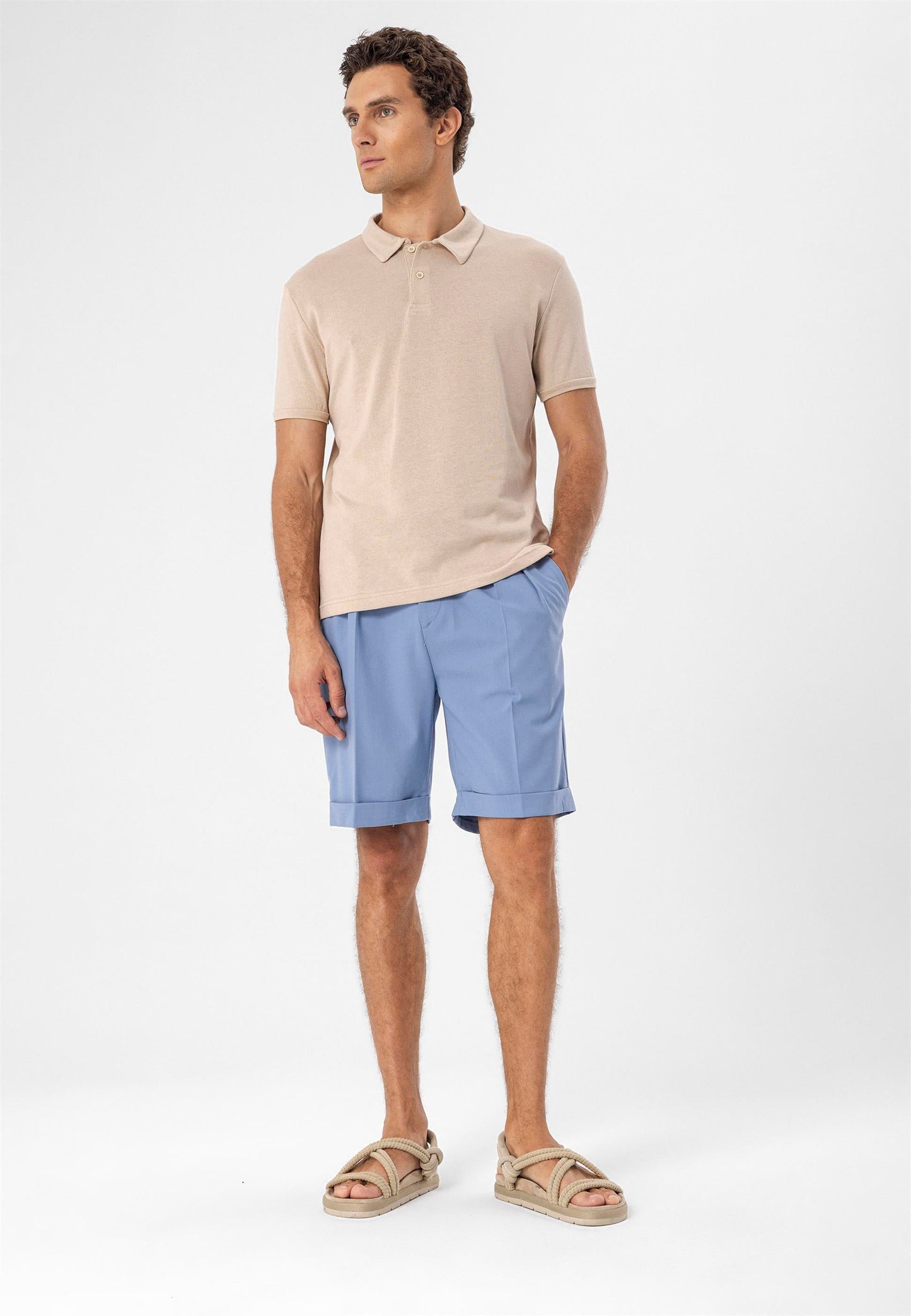 KOALA SYDNEY Men's Beige Polo Neck Slim Fit T-Shirt -