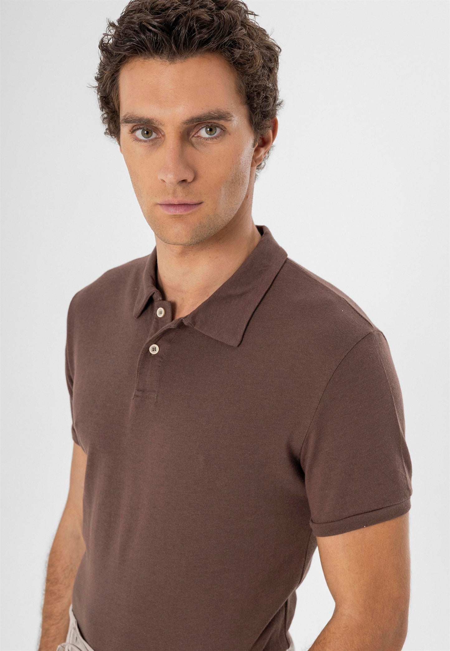 KOALA SYDNEY Men's Brown Polo Neck Slim Fit T-Shirt