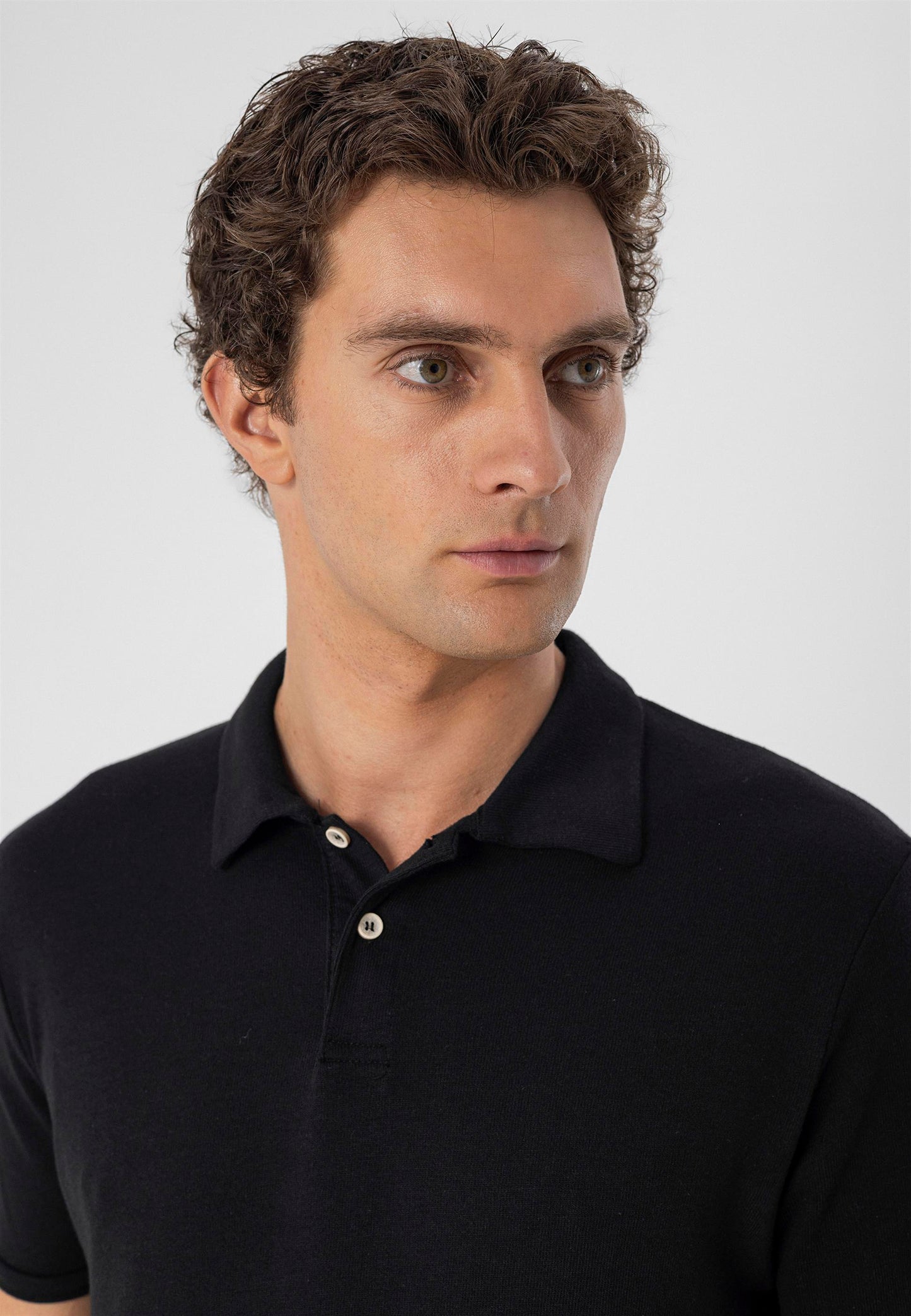KOALA SYDNEY Men's Black Polo Neck Slim Fit T-Shirt