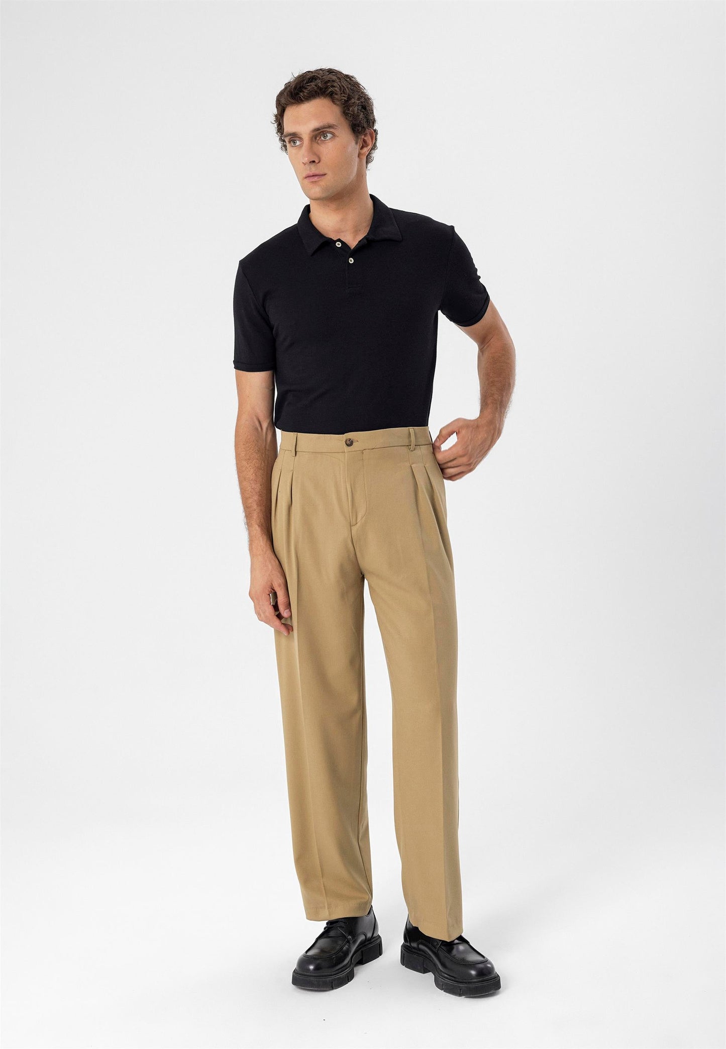 Men's Black Polo Neck Slim Fit T-Shirt