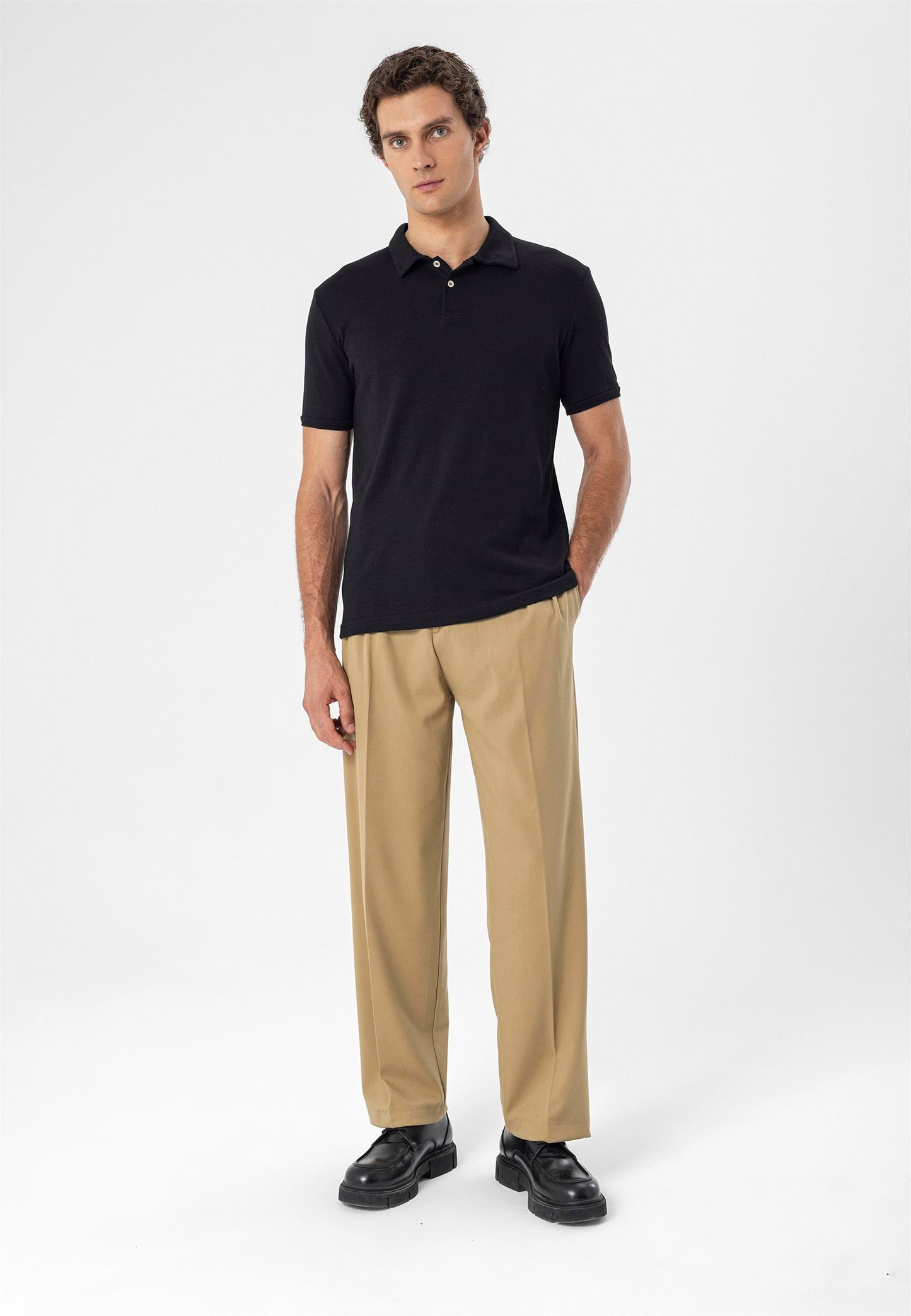 Men's Black Polo Neck Slim Fit T-Shirt