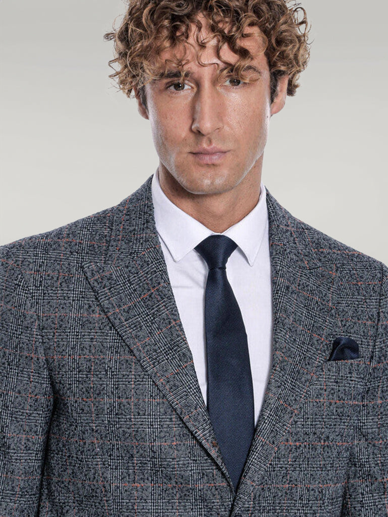 KOALA SYDNEY Checked Navy Blue Men Blazer