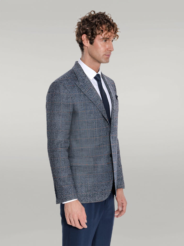 KOALA SYDNEY Checked Navy Blue Men Blazer
