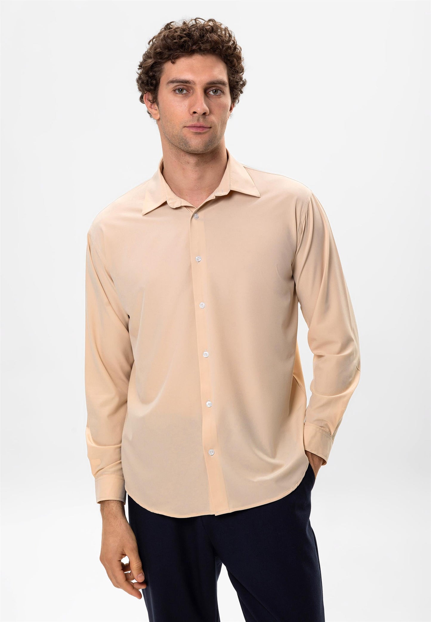 Men's Beige Comfortable Fit Shirt