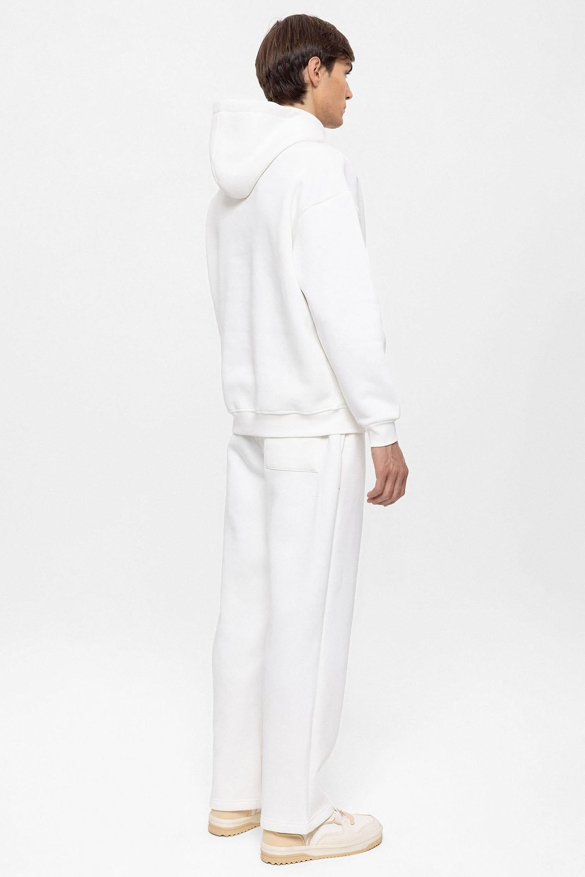 Men's Ecru Regular Fit Printed Tracksuit Set