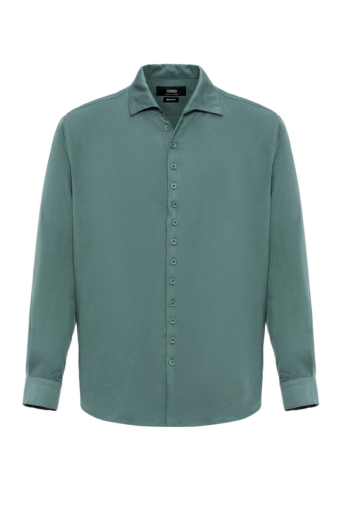 Men's Green Regular Fit Camp Collar Shirt