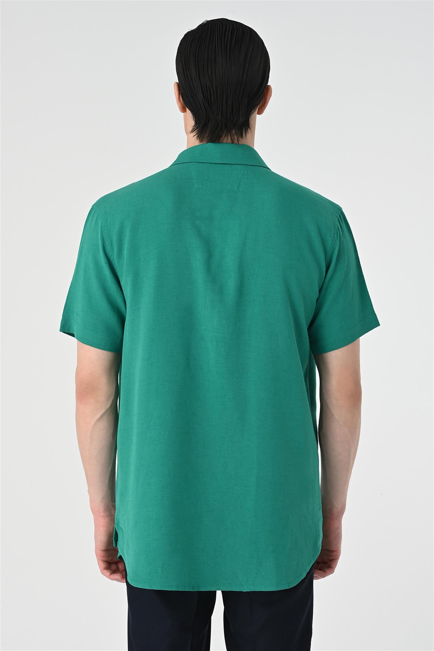 KOALA SYDNEY Men's Green Relax Fit Shawl Collar Short Sleeve Shirt