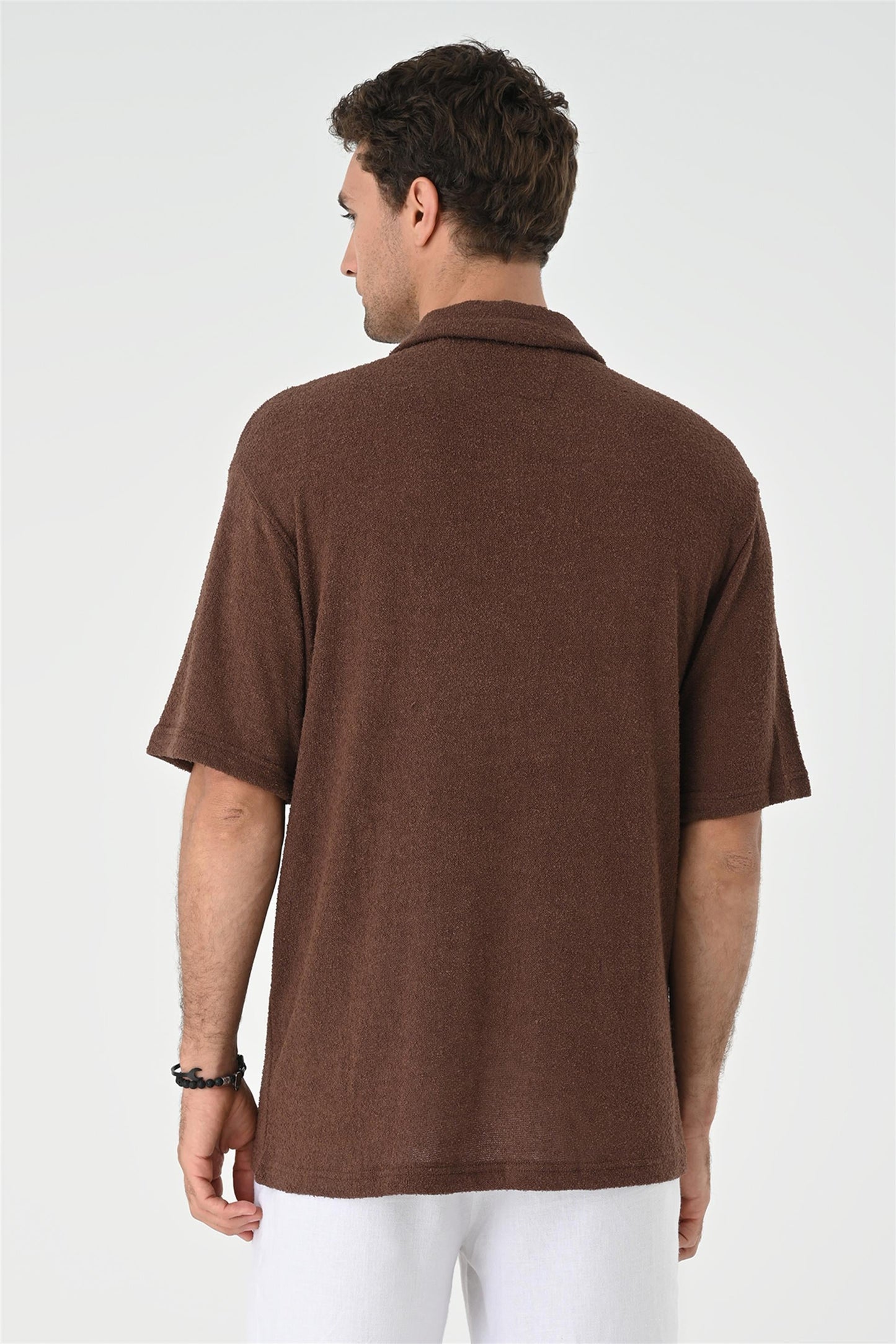 Men's Brown Relax Fit Knitwear Shirt