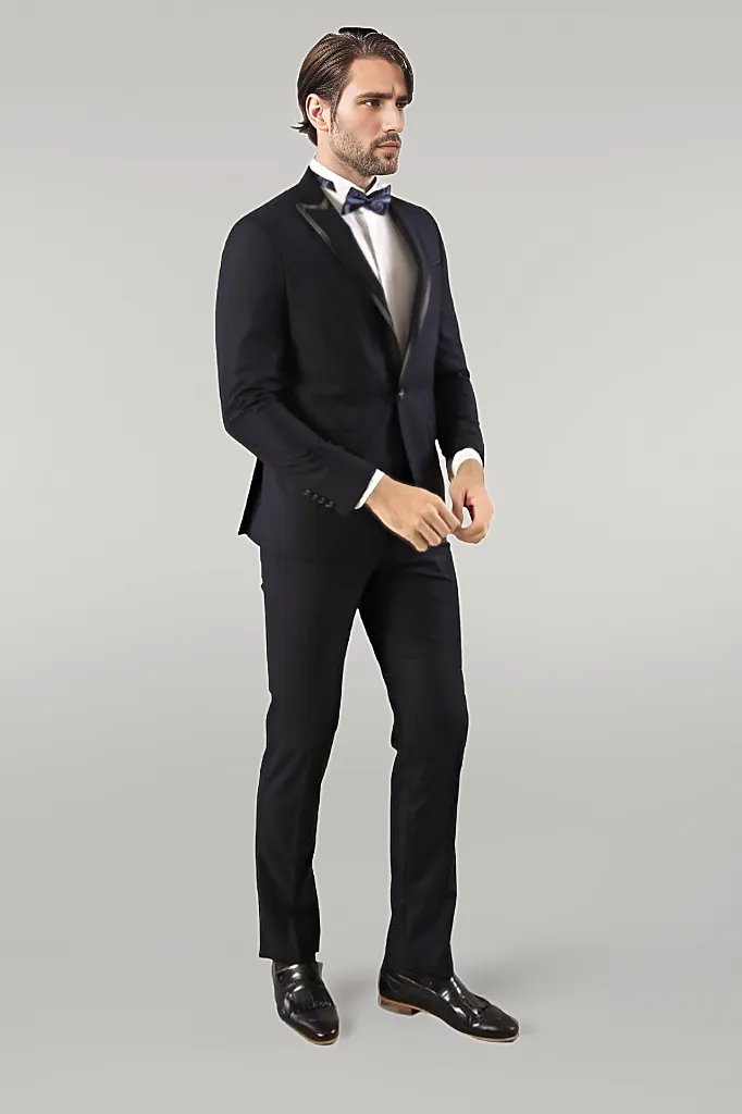 Removable Lapel Men's Blue Tuxedo Suit