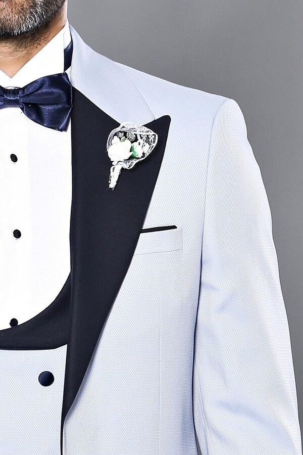 KOALA SYDNEY Self-Patterned Baby Blue Wedding Suit -