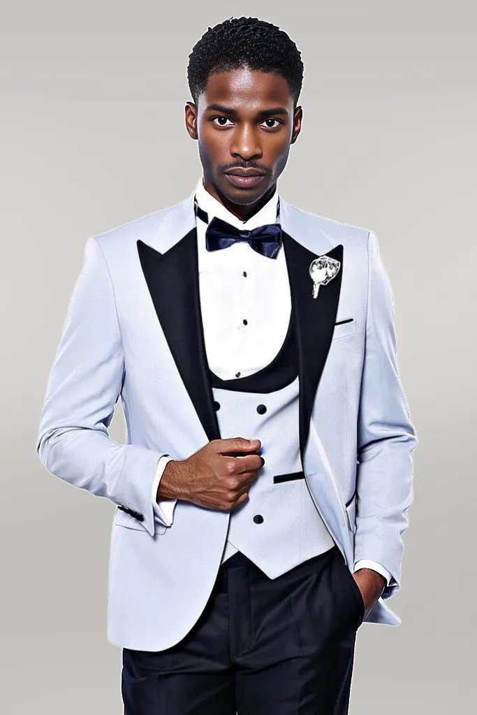 KOALA SYDNEY Self-Patterned Baby Blue Wedding Suit -