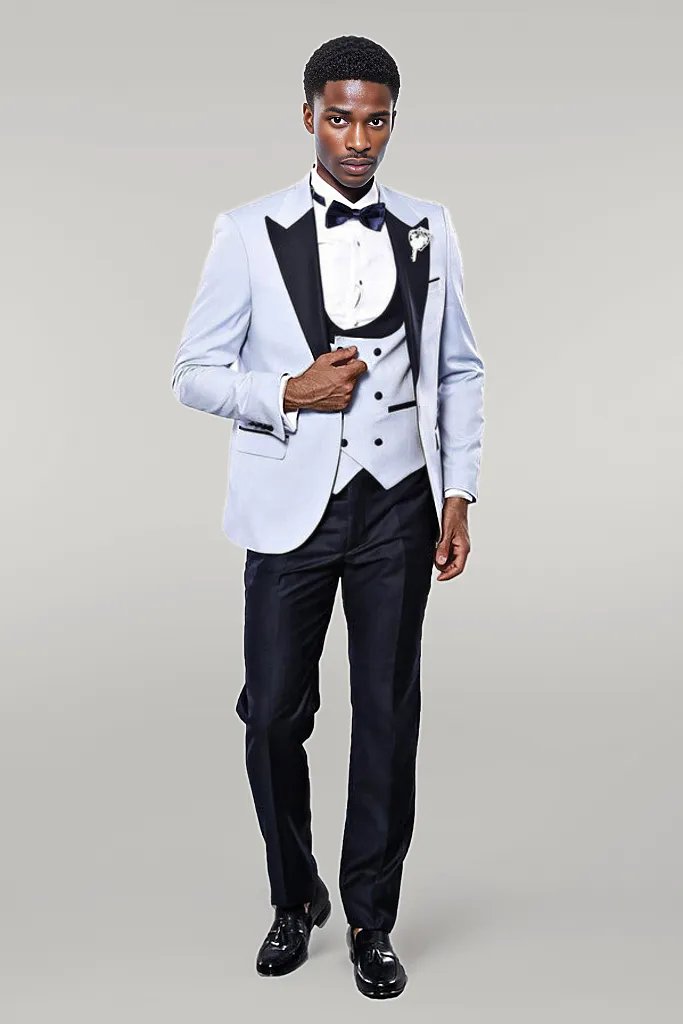 KOALA SYDNEY Self-Patterned Baby Blue Wedding Suit -