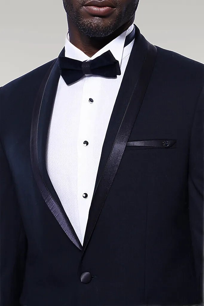 Shawl Lapel Dark Blue Tuxedo Suit