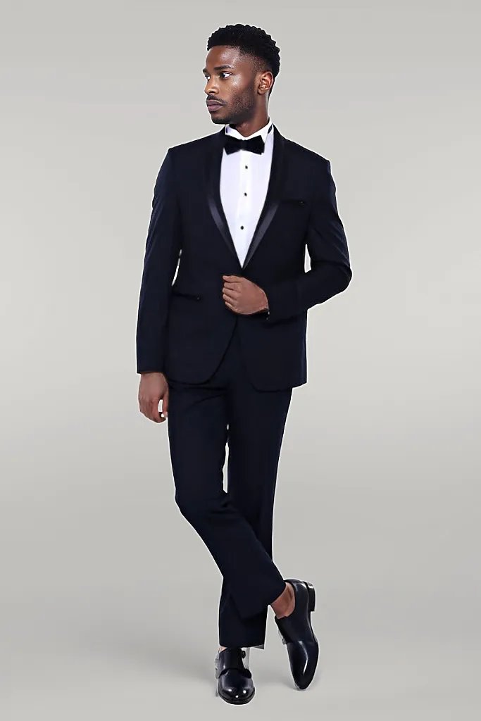 Shawl Lapel Dark Blue Tuxedo Suit