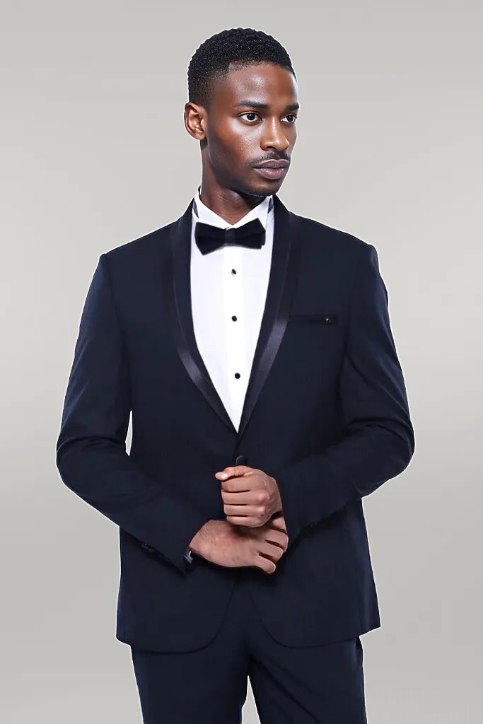 Shawl Lapel Dark Blue Tuxedo Suit