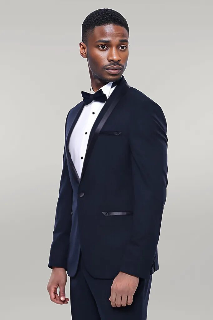 Shawl Lapel Dark Blue Tuxedo Suit