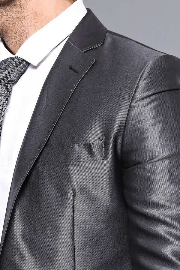 Shinny Grey Slim Fit Suit |
