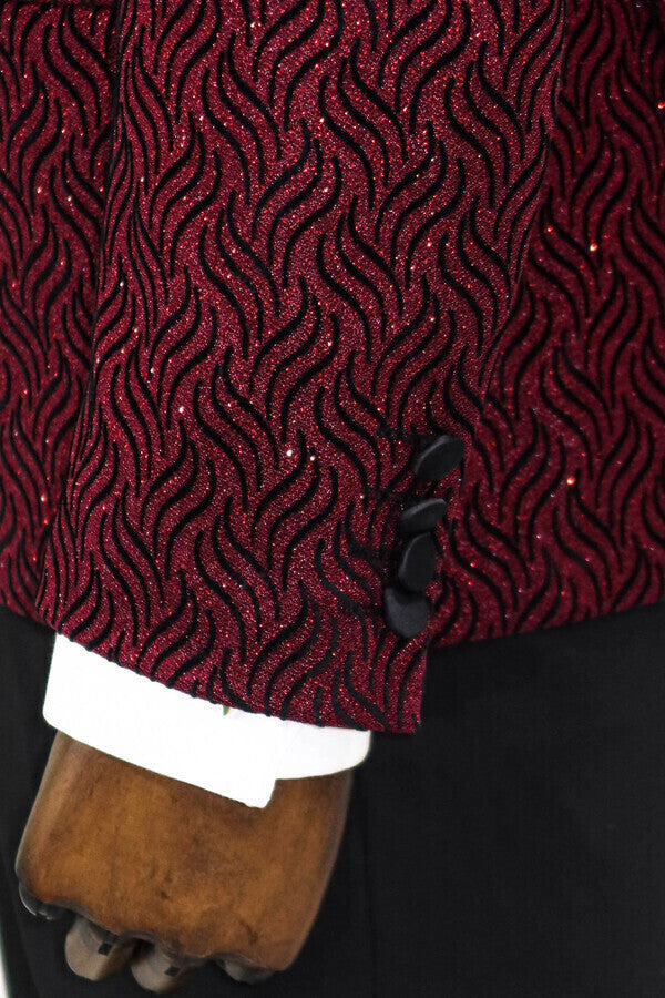 Shiny Patterned Burgundy Prom Blazer