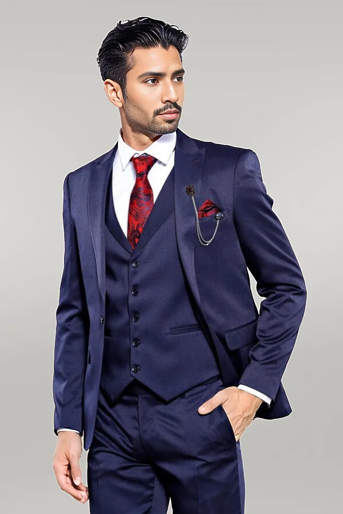 KOALA SYDNEY Single Button Dark Blue Vested Suit |