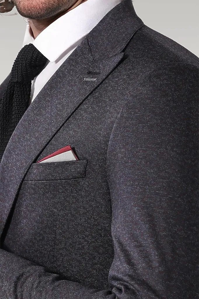 Single Button Double Vent Pointed Collar Navy Blue Blazer - Wessi