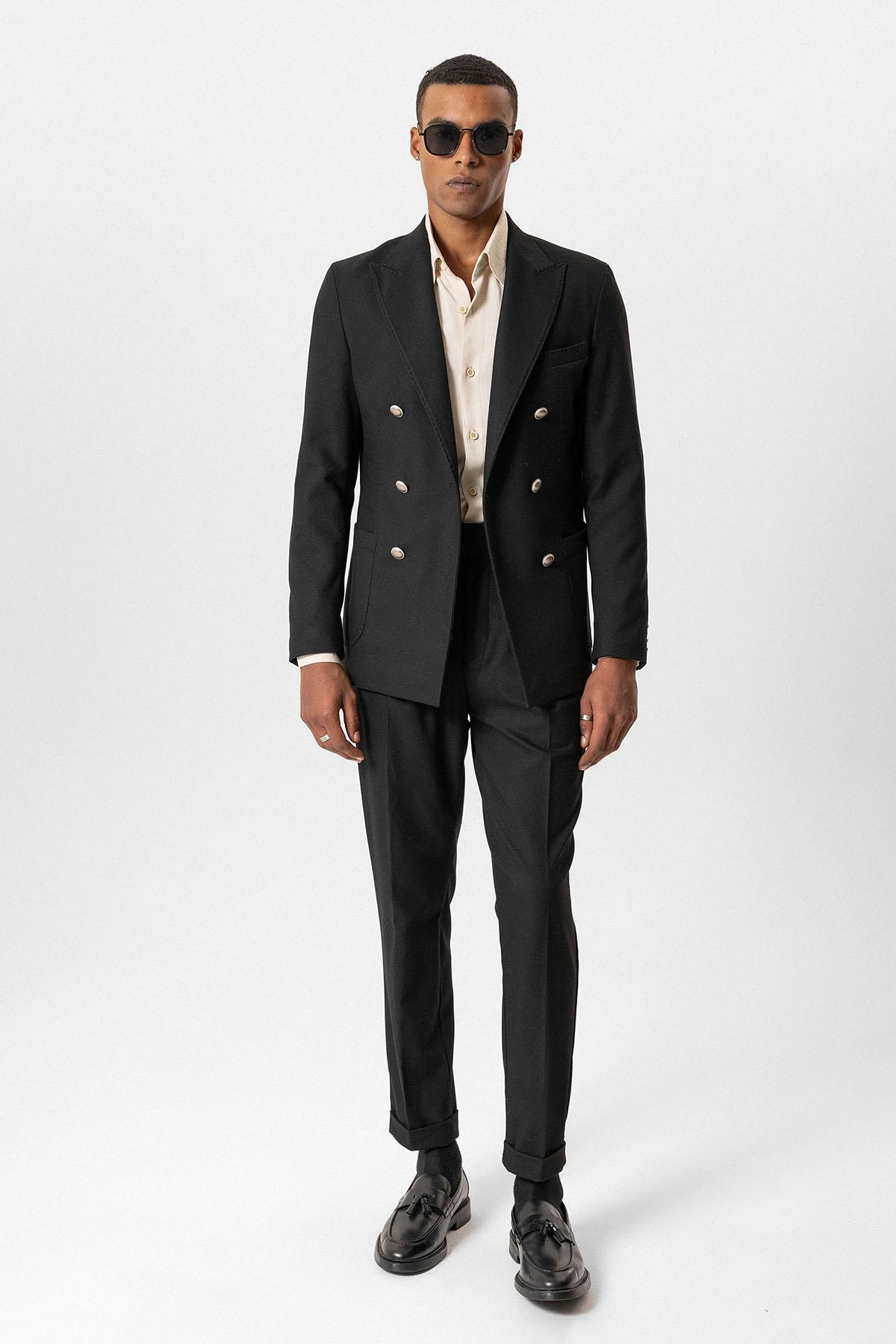 KOALA SYDNEY Black Unlined Double-Breasted Men's Blazer Jacket