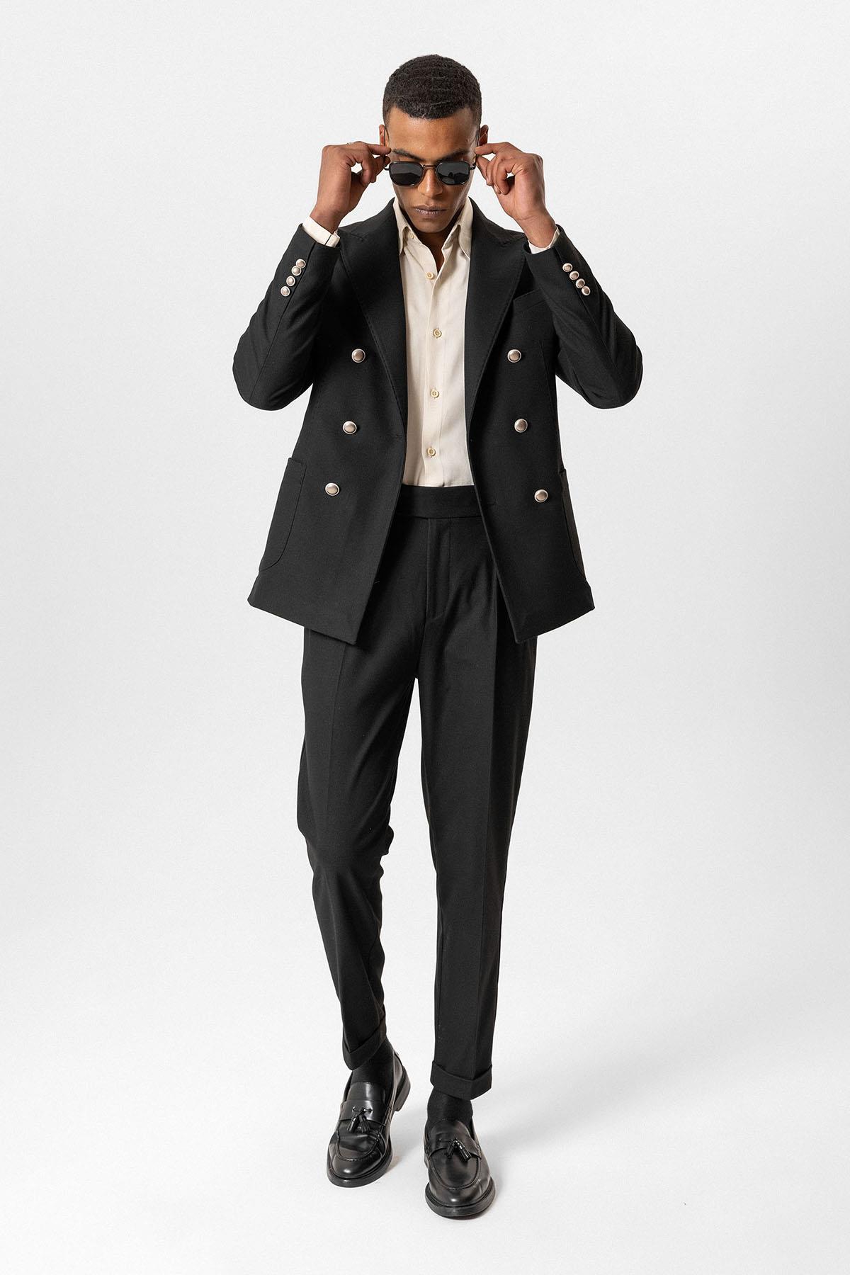 KOALA SYDNEY Black Unlined Double-Breasted Men's Blazer Jacket