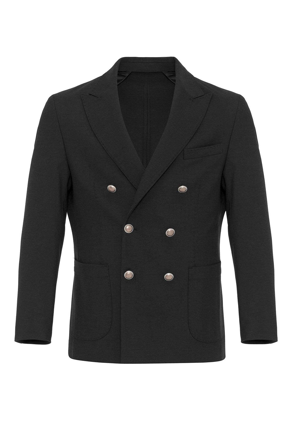 KOALA SYDNEY Black Unlined Double-Breasted Men's Blazer Jacket